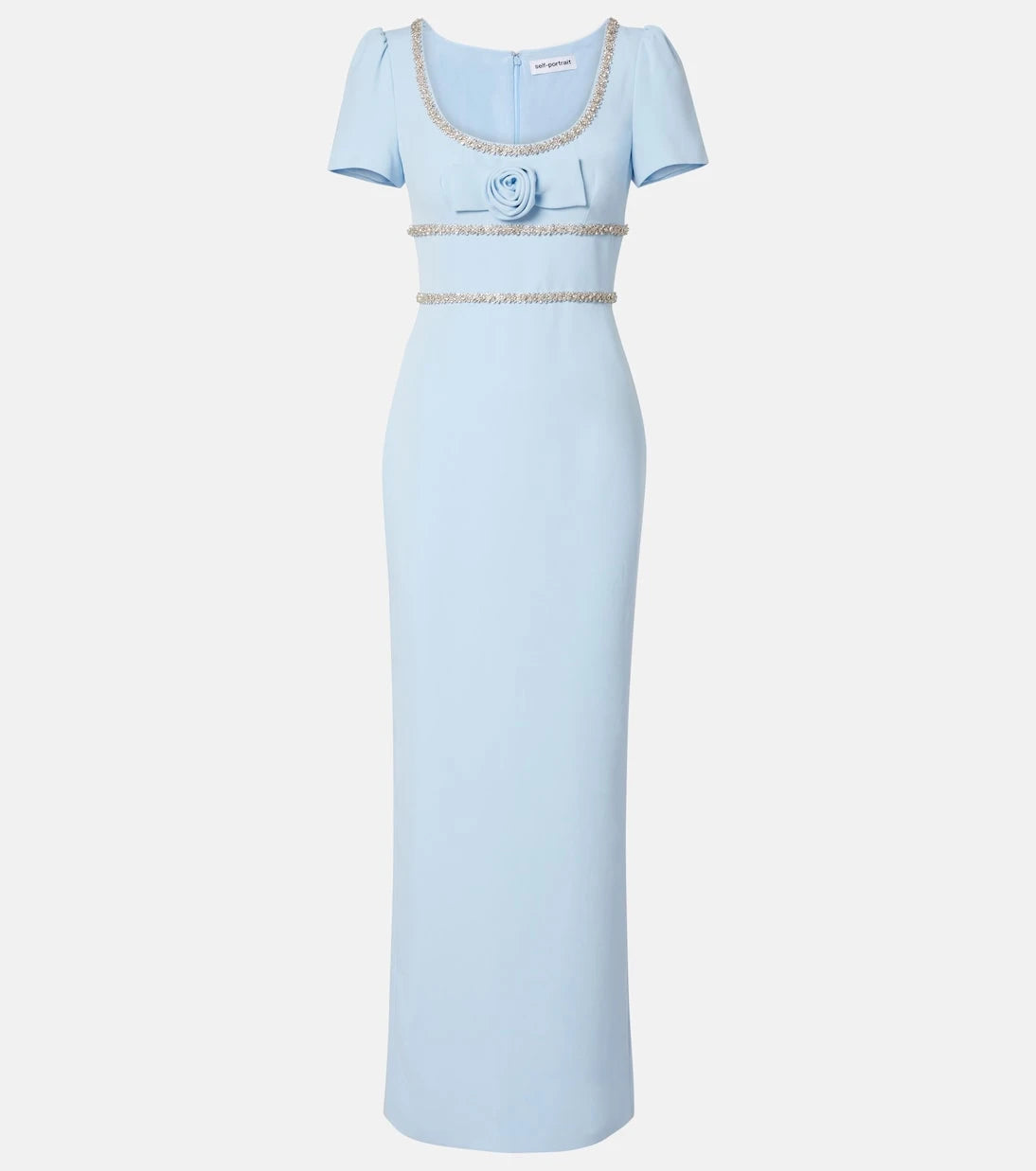 Self-Portrait - Floral-appliqué crêpe maxi dress