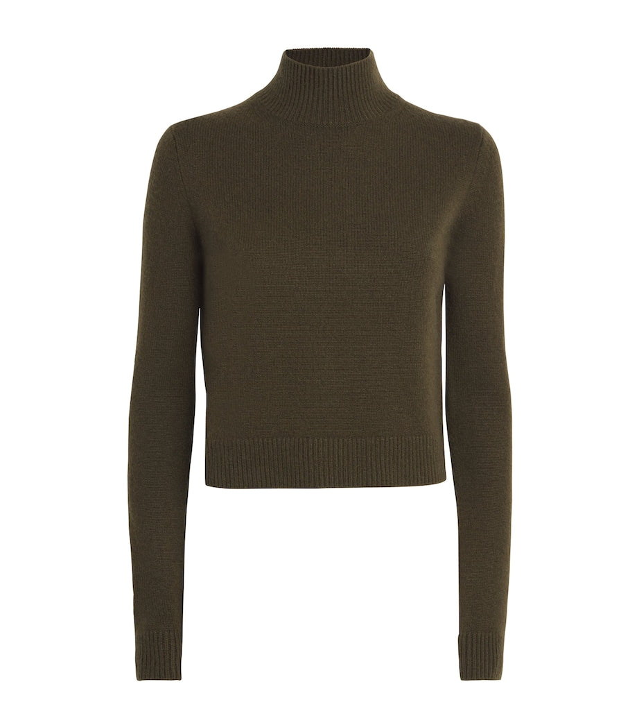 Green Cashmere High Neck Sweater