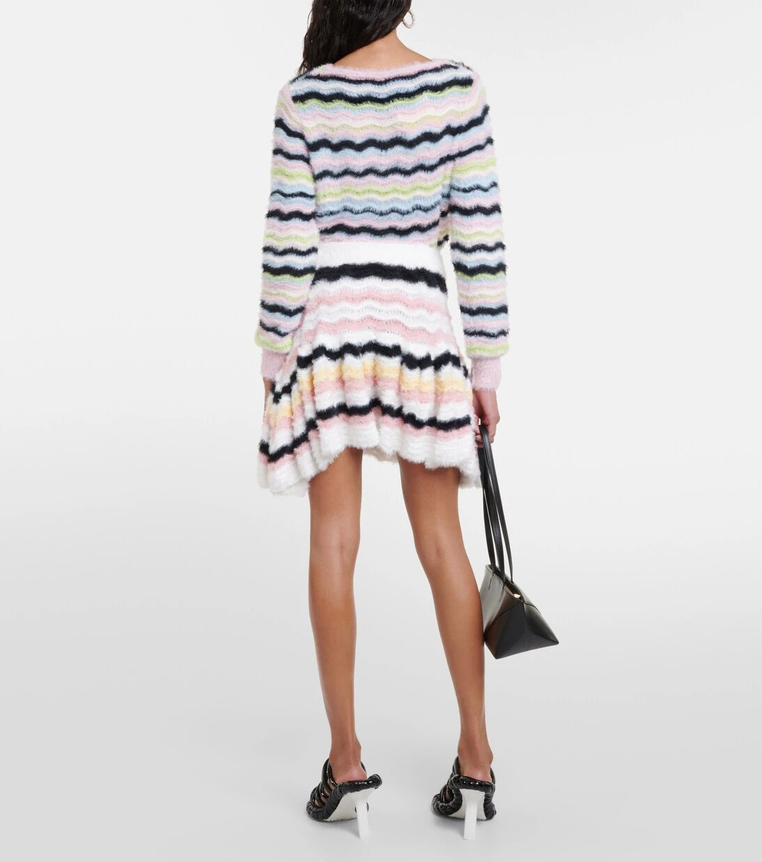 Susan Fang - Striped flared knit skirt