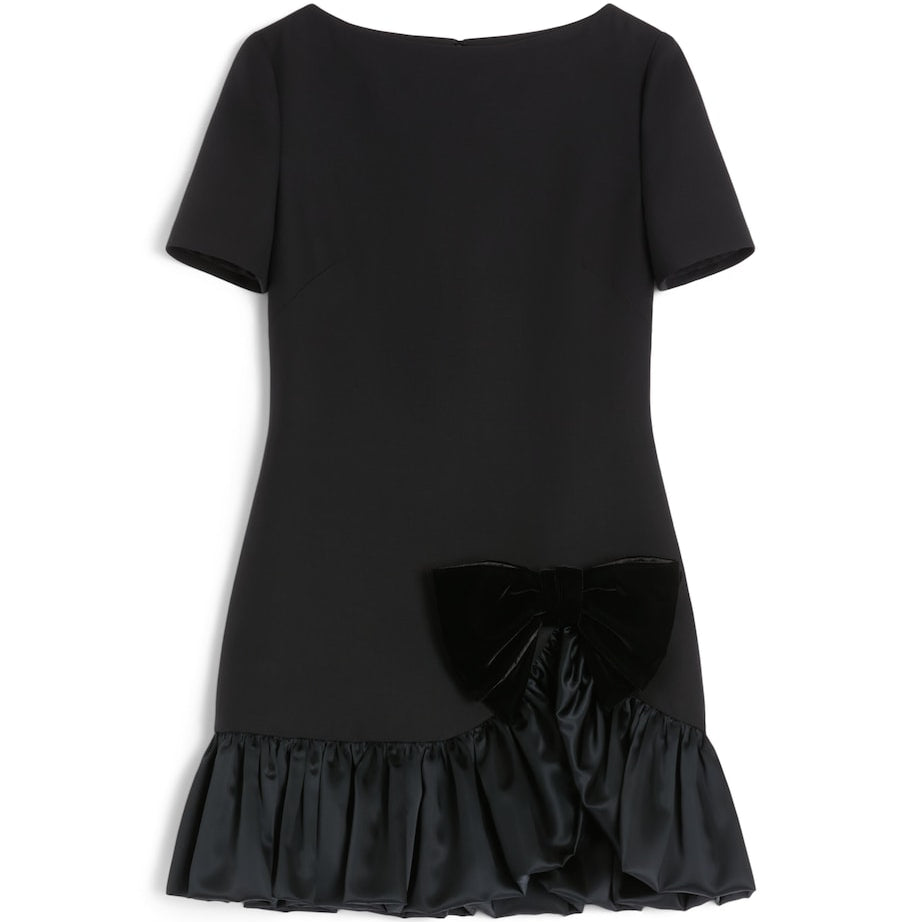 Valentino Black Wool-Silk Mini Dress