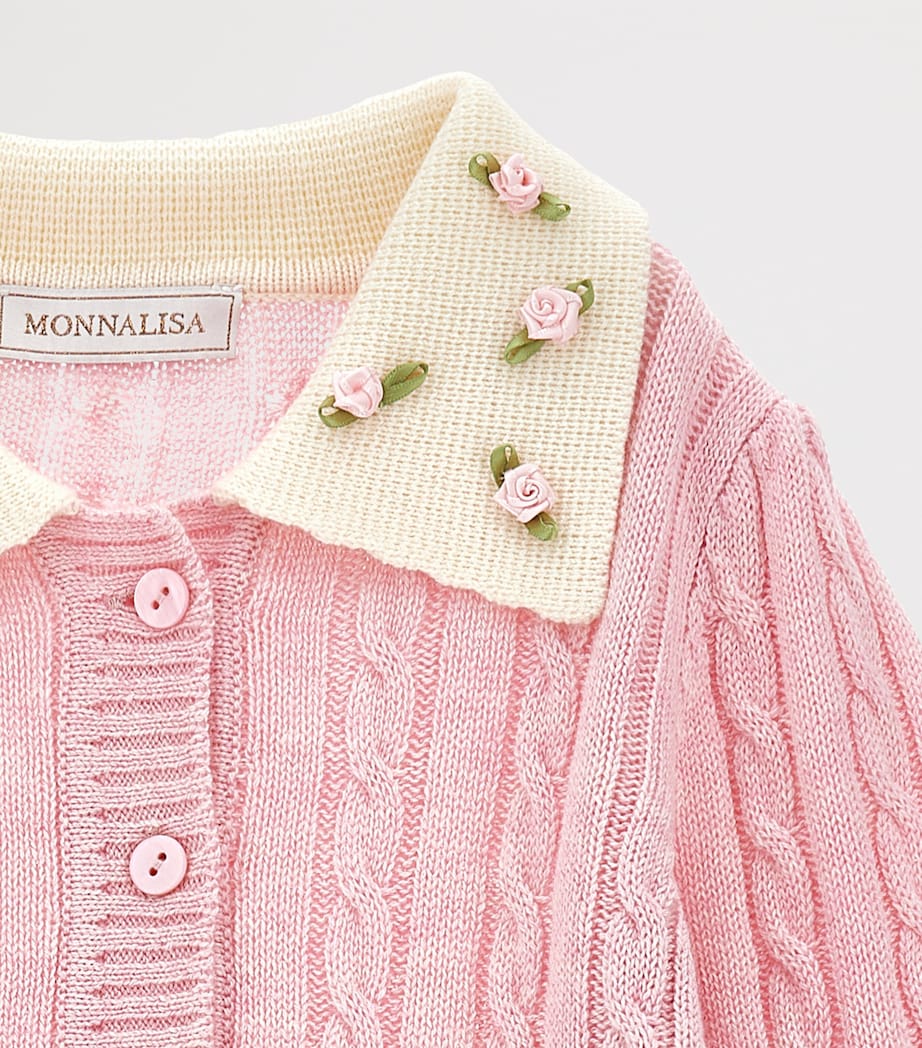 Monnalisa Multi Wool-Cotton Cable-Knit Polo Dress (2-12 Years)