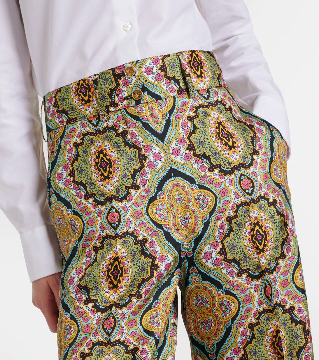 Etro - Printed silk wide-leg pants