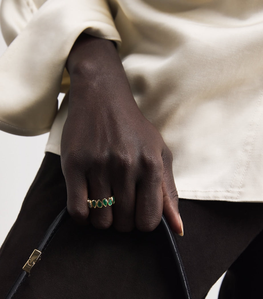 Yellow Gold, Diamond and Emerald Eternity Ring