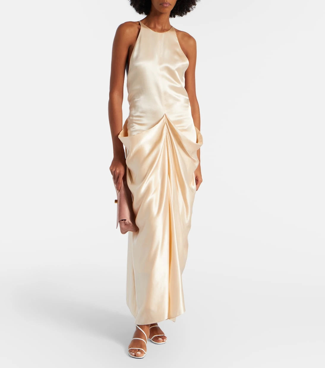 Khaite - Draped gathered satin maxi dress