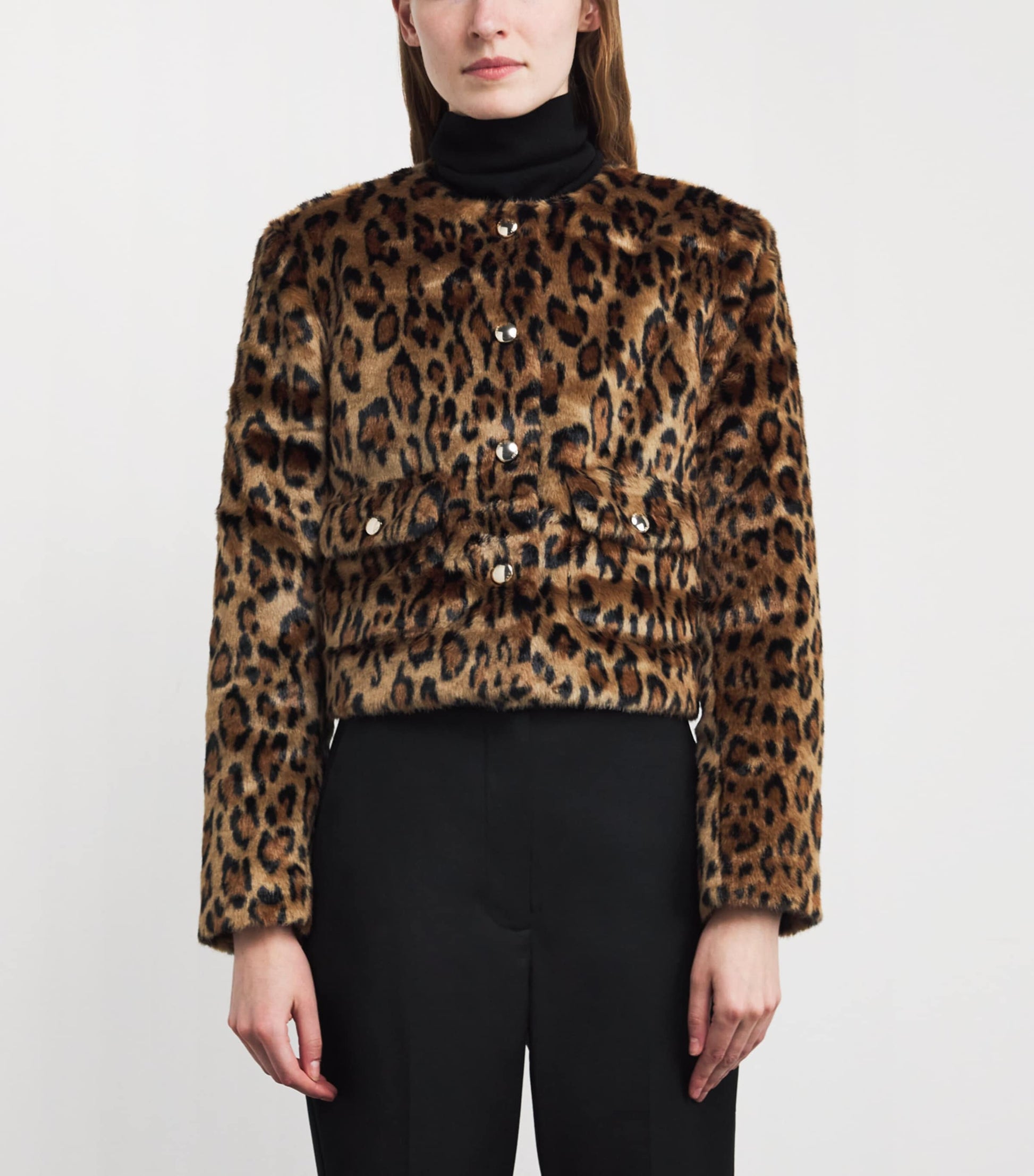 Faux Fur Leopard Print Jacket BIG LEOPARD PRINT
