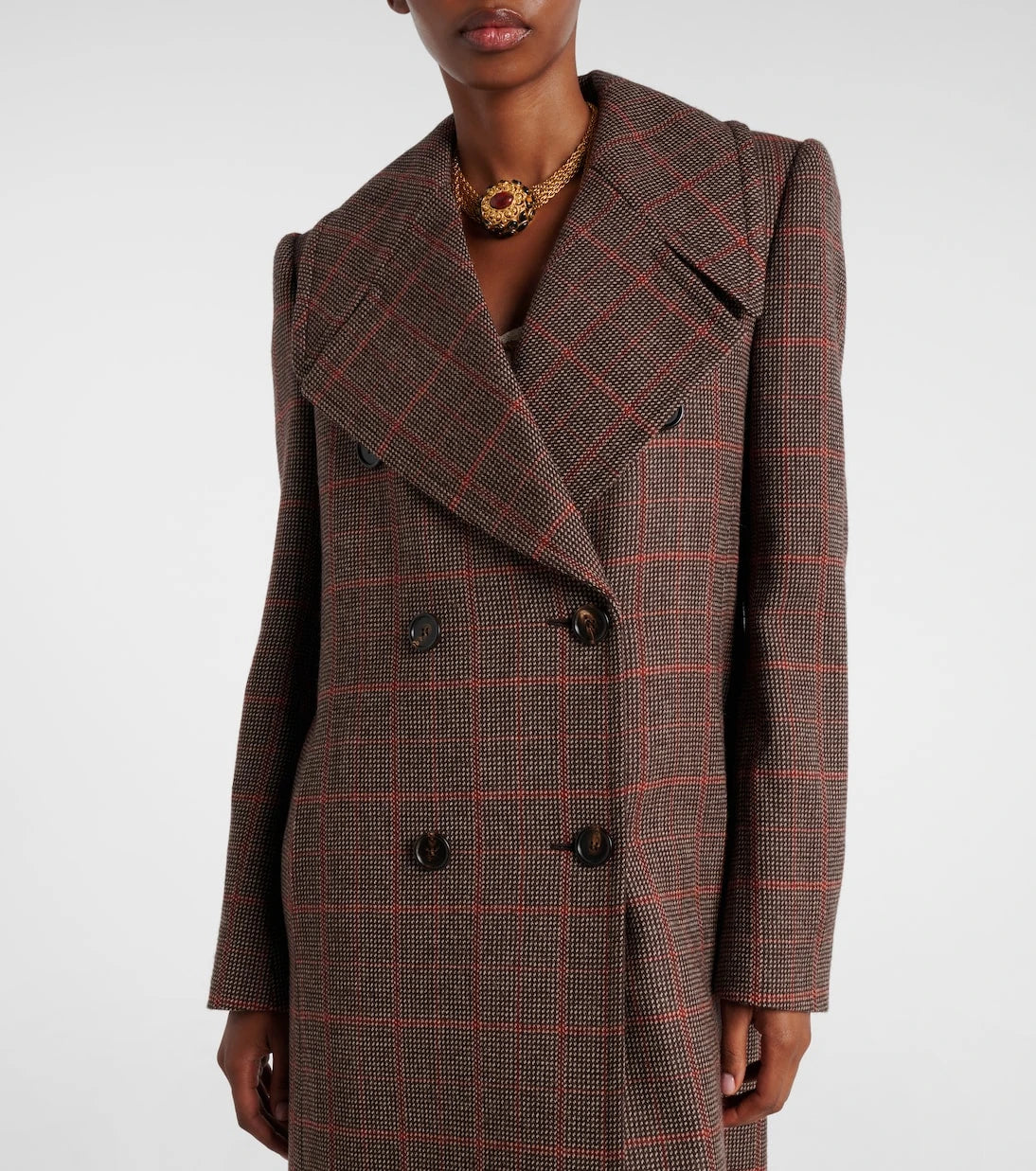 Chloé - Checked double-breasted virgin wool coat