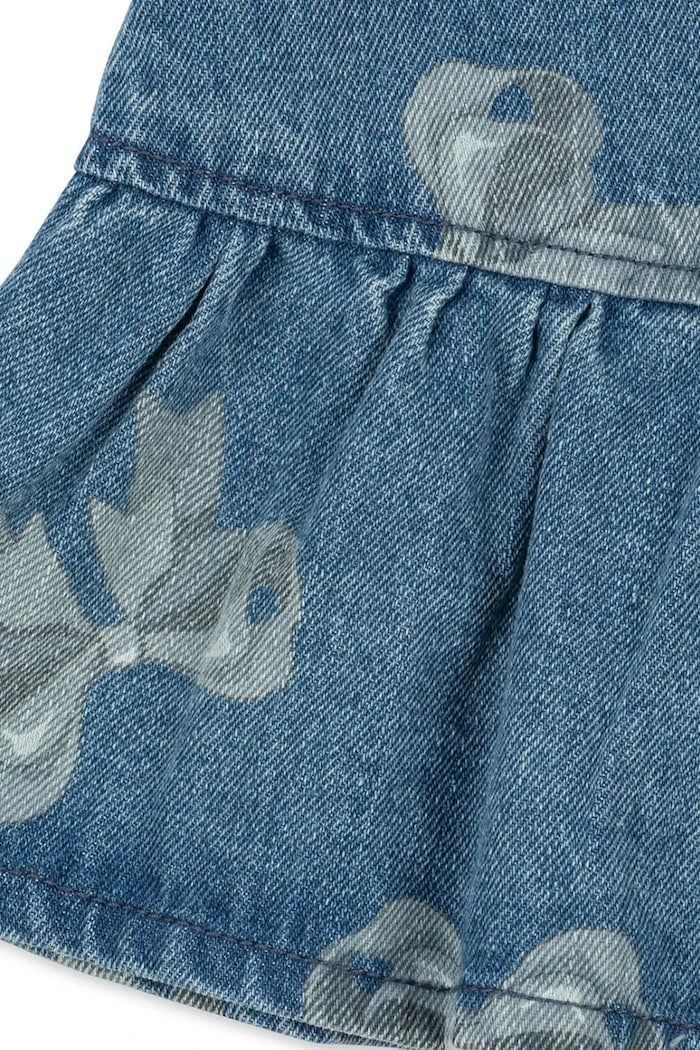 Konges Sløjd MAGOT FRILL DRESS GOTS Çocuk Denim Elbise