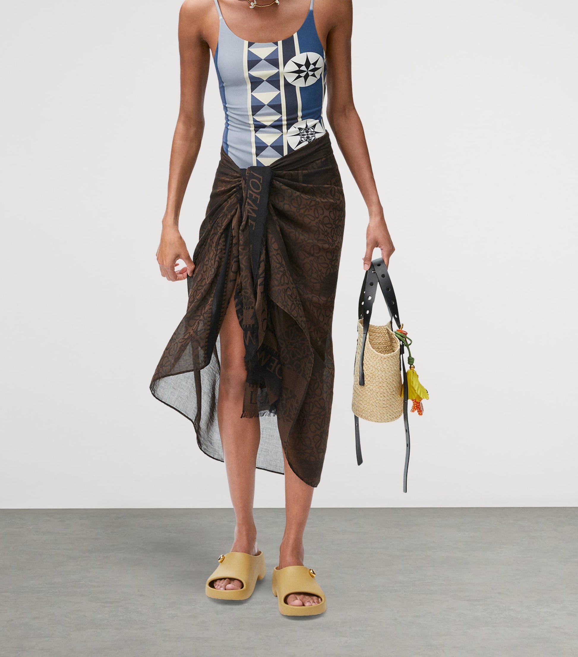 LOEWE Black x Paula's Ibiza Cotton Anagram Jacquard Pareo