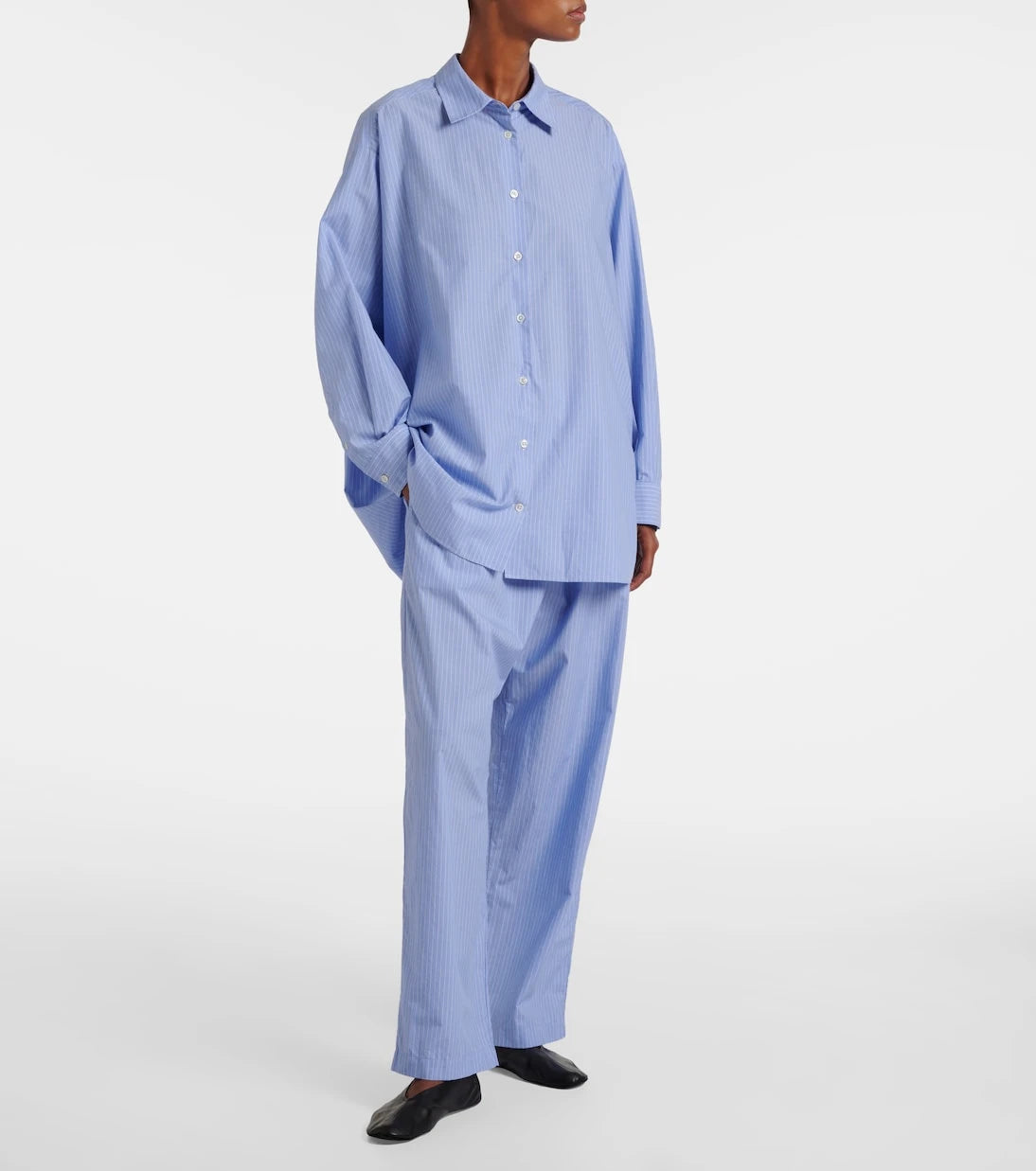 The Row - Orien striped cotton wide-leg pants