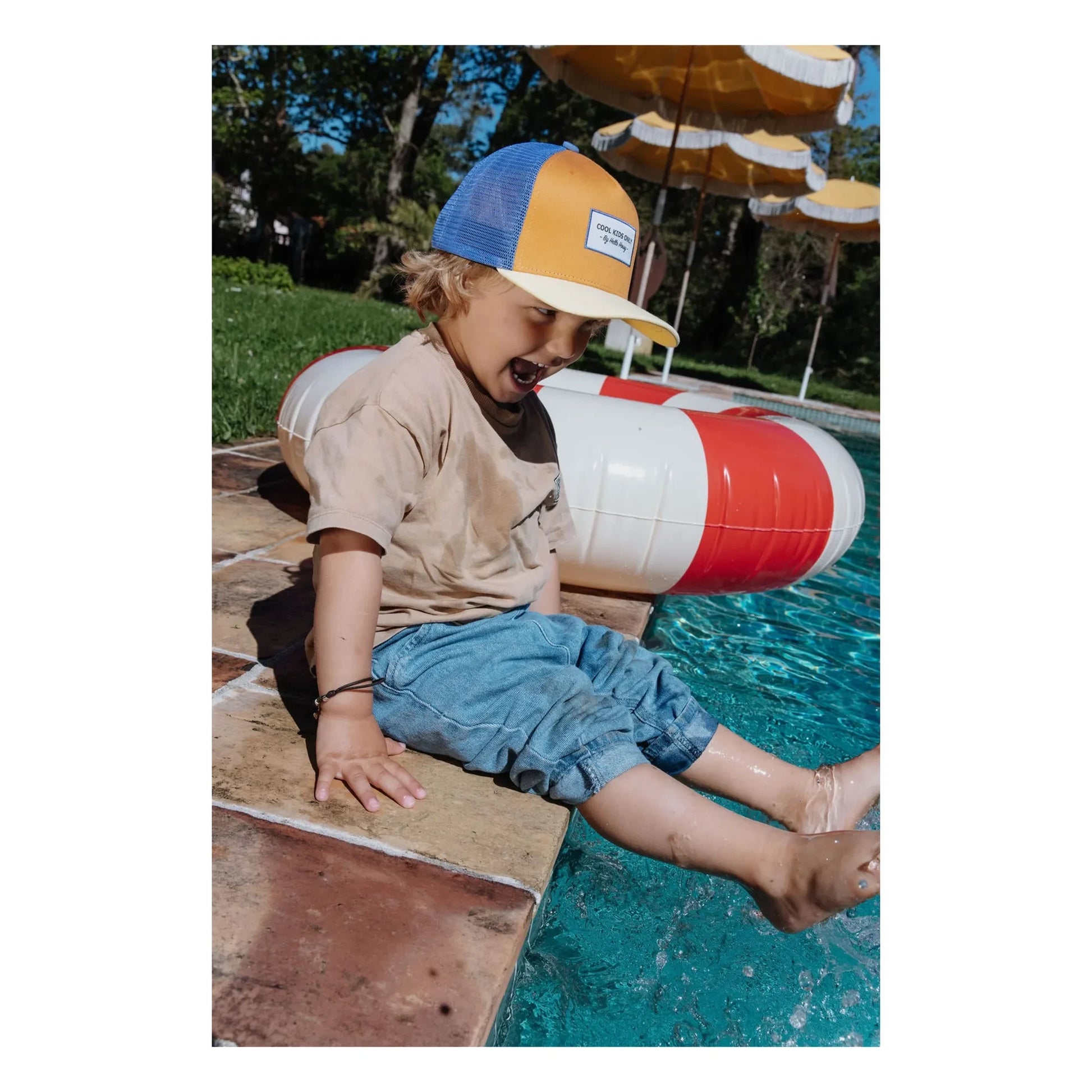 Hello Hossy - Trucker Mini Organic Cotton Curved Visor Cap | Camel