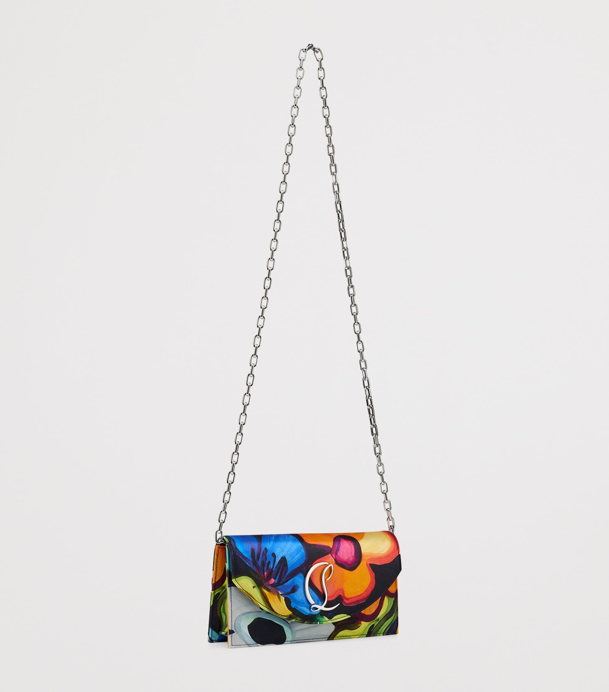 Christian Louboutin Multi Loubi54 Satin Printed Clutch Bag