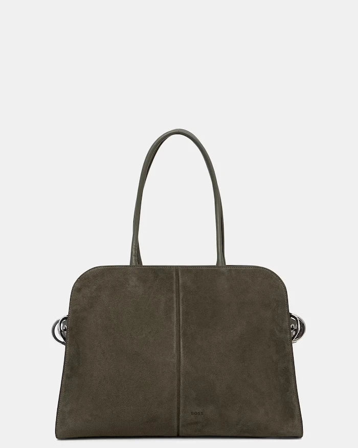 BOSS kadın suni süet alışveriş çantası Clarice Tote SU