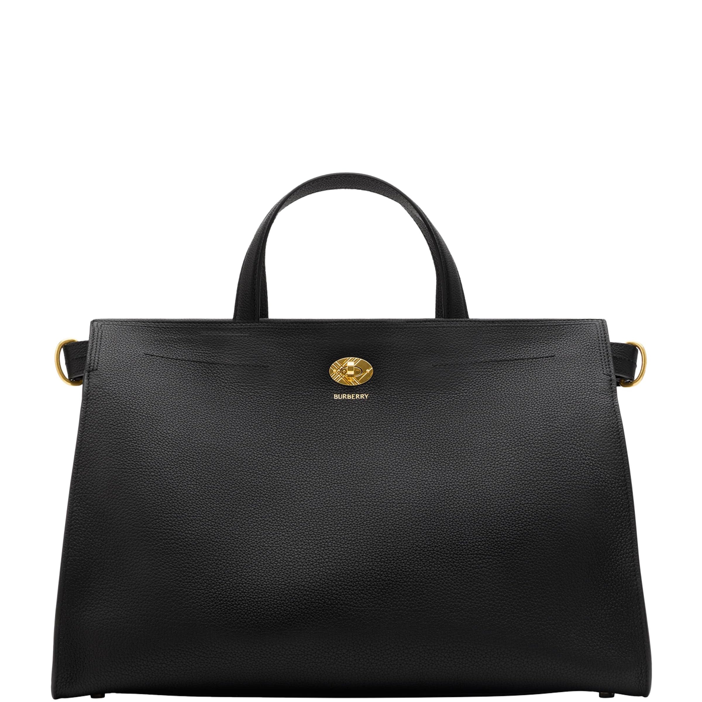 Burberry Black Medium Calfskin Cotswolds Tote Bag