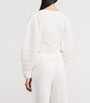 Cult Gaia White Rib-Knit Blair Cardigan