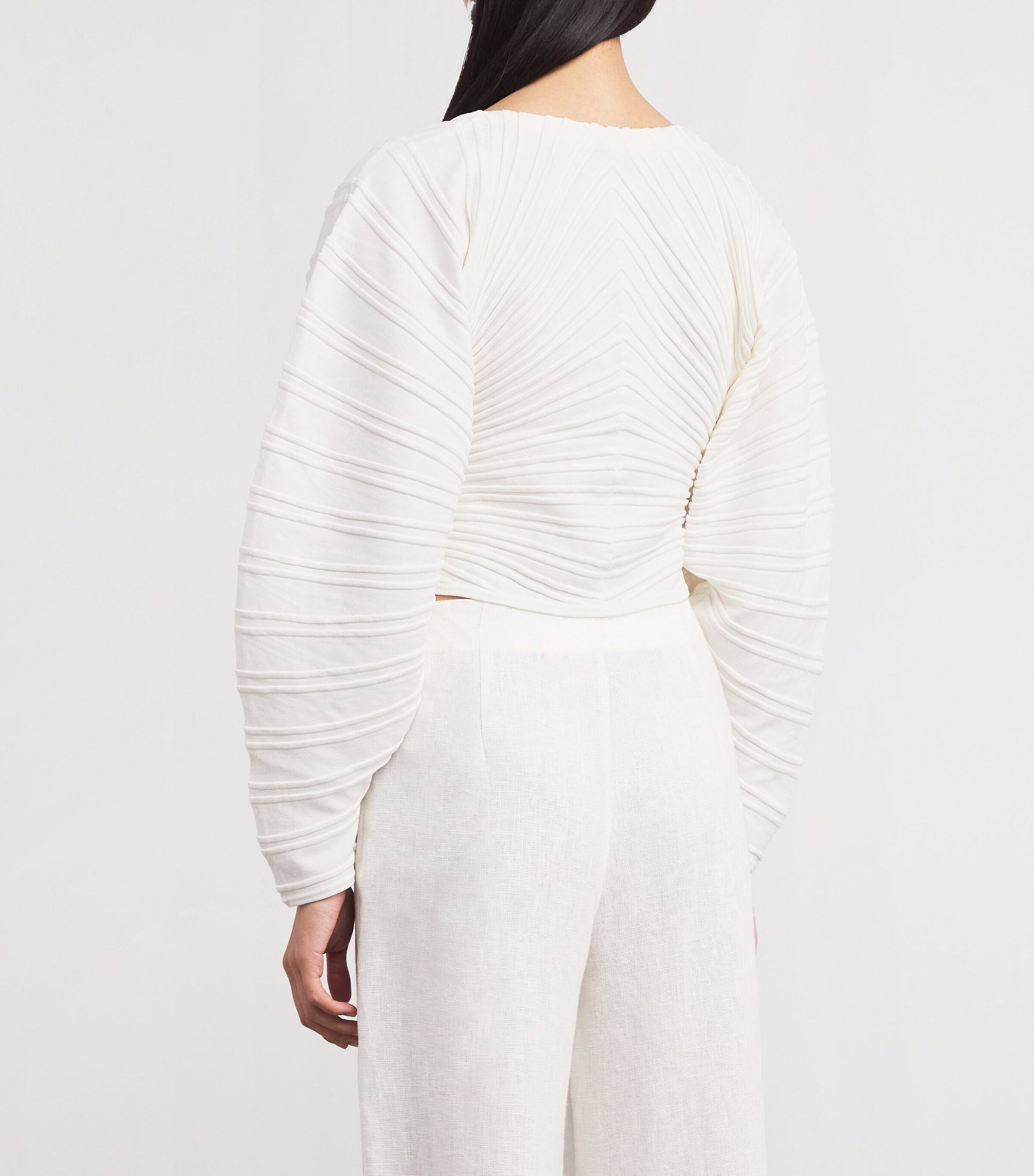 Cult Gaia White Rib-Knit Blair Cardigan