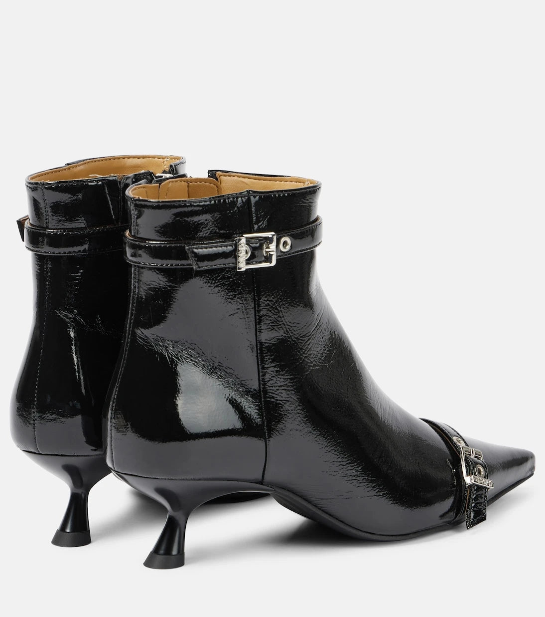 Ganni - Eyelets faux leather ankle boots