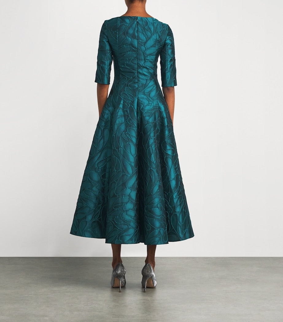 Blue Honeydrop Jacquard Midi Dress