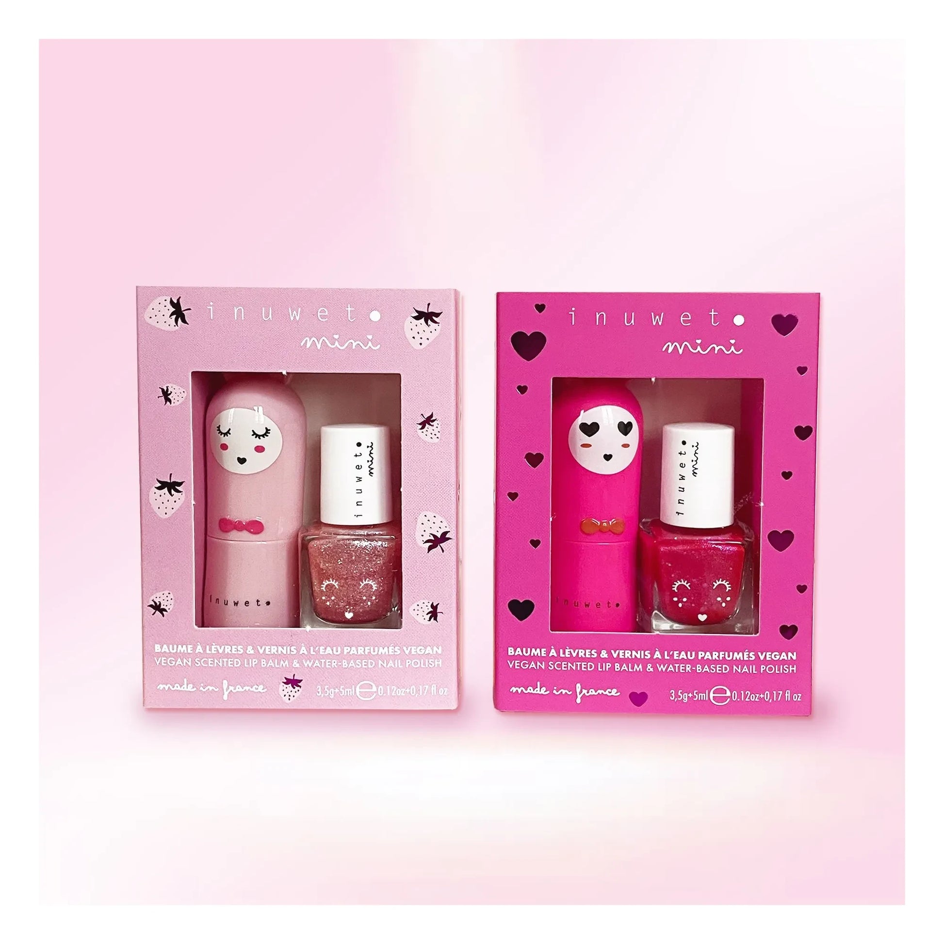 Inuwet - Strawberry lip balm and water-based varnish duo set