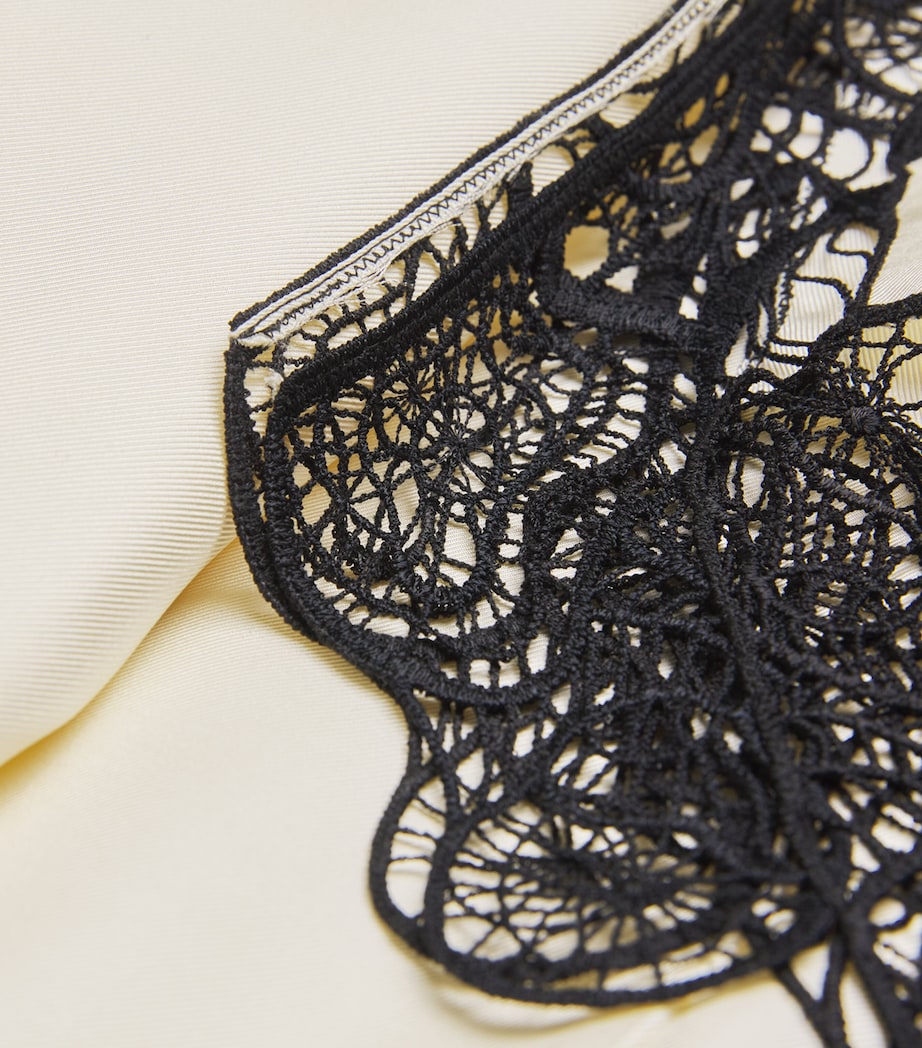 Silk Lace-Detail Soto Midi Dress IVORY/BLACK