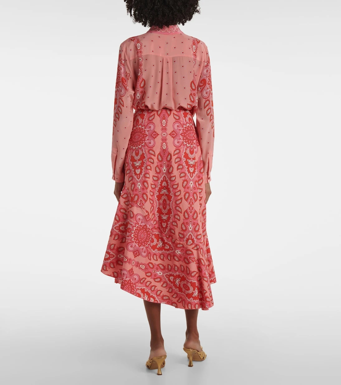 Etro - Paisley asymmetric cotton midi skirt