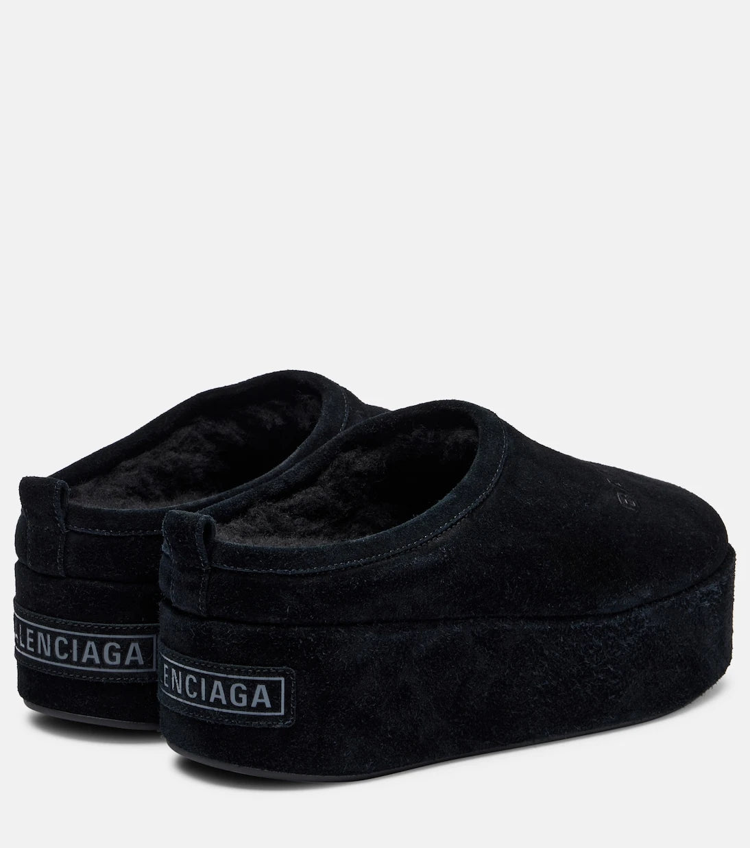 Balenciaga - حذاء ألاسكا مفتوح من الخلف بكعب بلاتفورم من جلد السويد