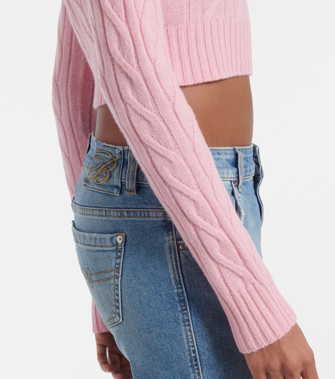 Blumarine - Logo cropped wool and cashmere sweater
