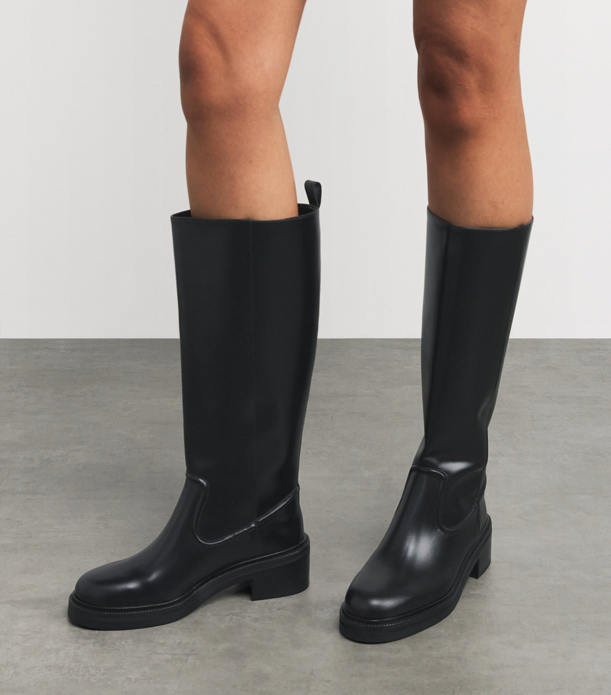 Maje Black Leather Knee-High Boots