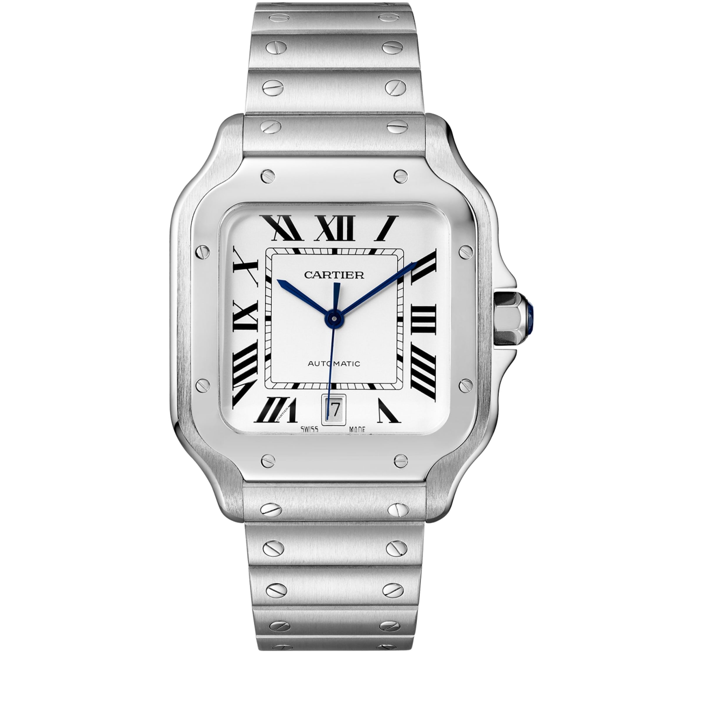 Large Steel Santos de Cartier Watch 39.8mm