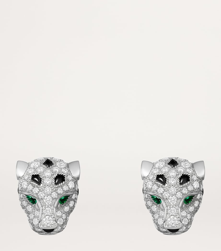 White Gold, Diamond, Emerald and Onyx Panthère de Cartier Earrings