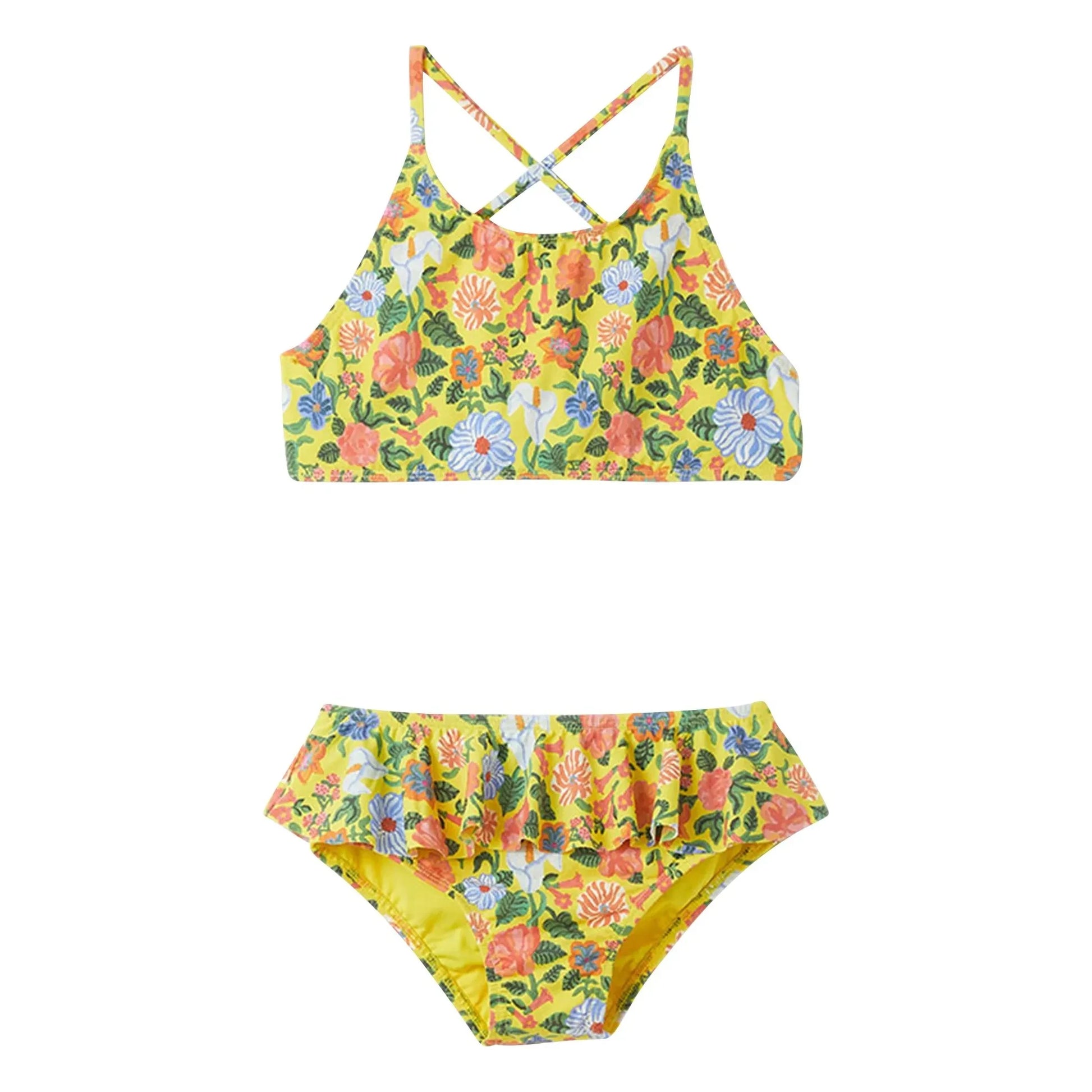 Fabula - 2 Piece Swimsuit Flounced Flowers | Yellow