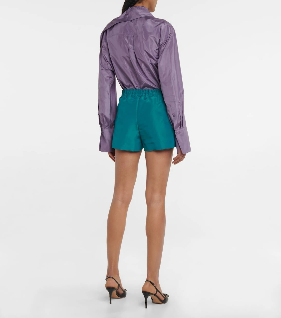 Valentino - High-rise silk faille shorts