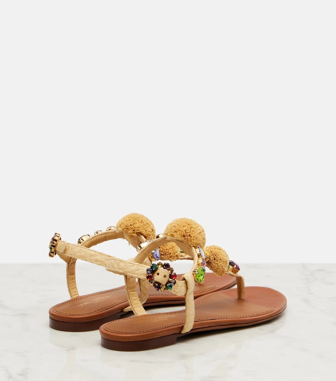 Dolce&Gabbana - Süslü hasır efektli parmak arası sandalet