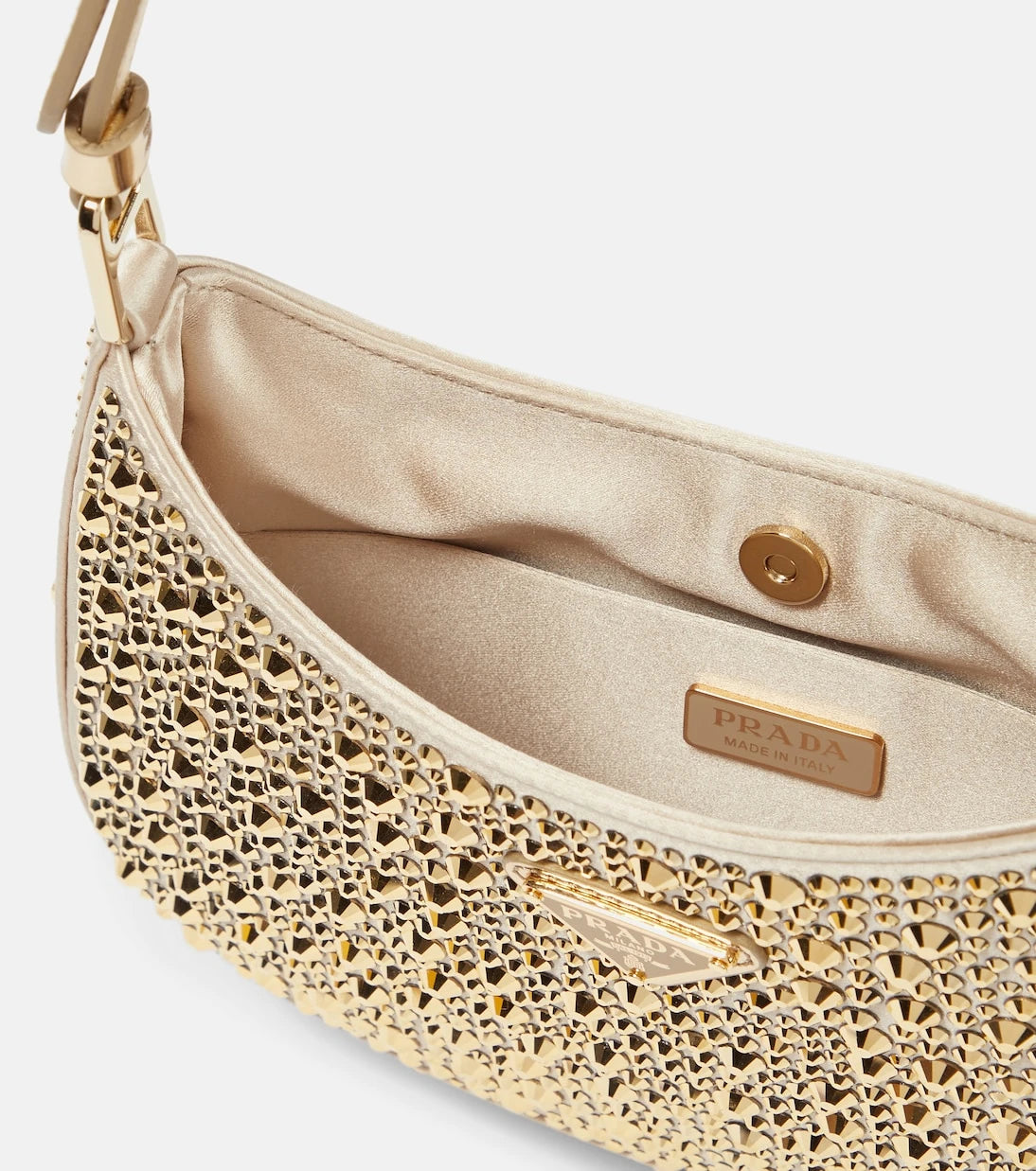 Prada - حقيبة كتف كليو من الساتان المطرّز