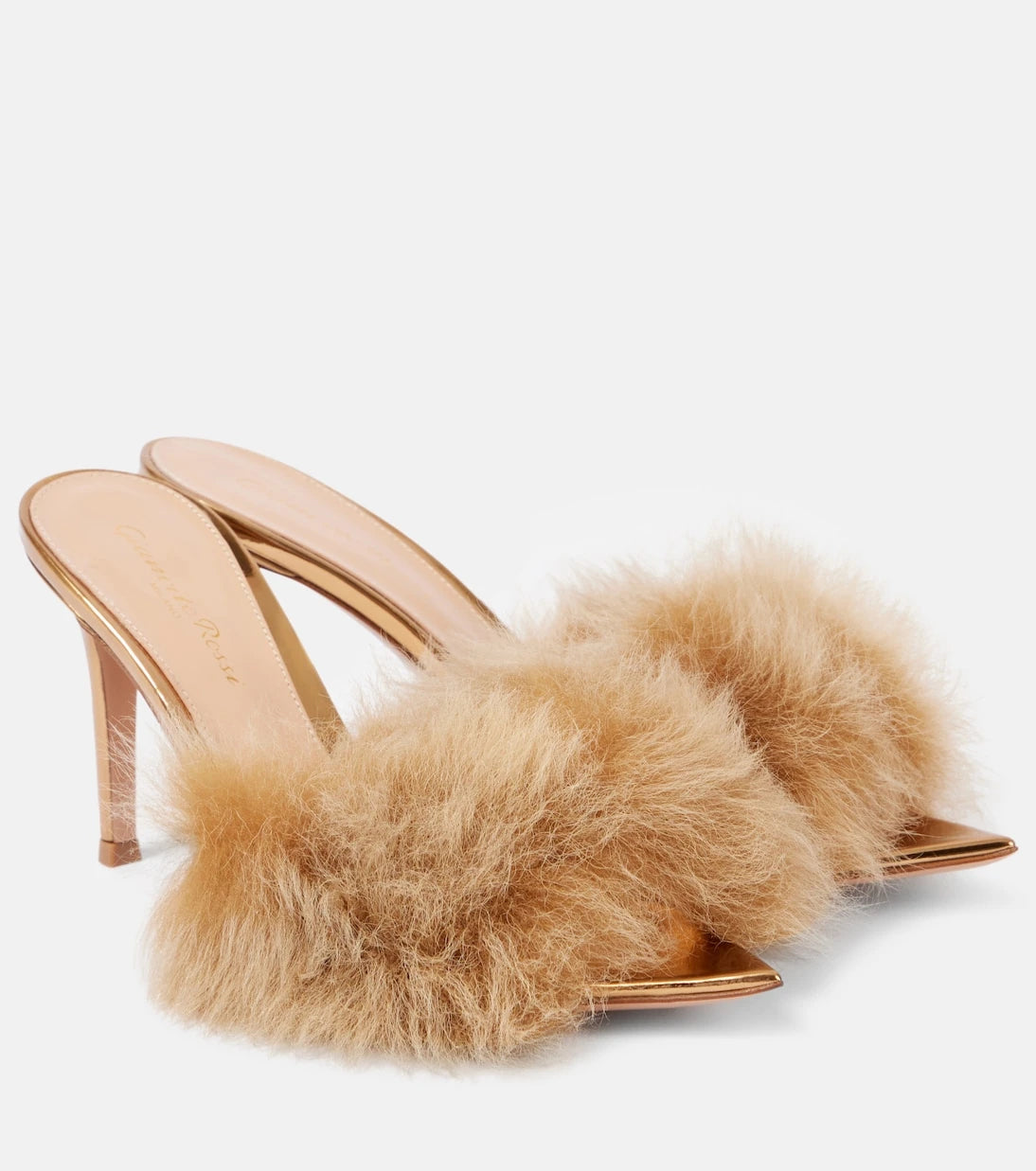 Gianvito Rossi - Pointy shearling-trimmed leather mules