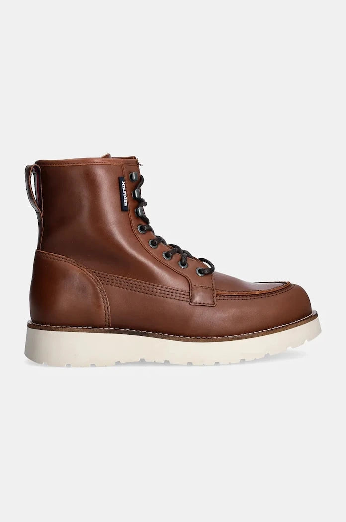 Кожени обувки Tommy Hilfiger TH AMERICAN PREM CHECK LTH BOOT