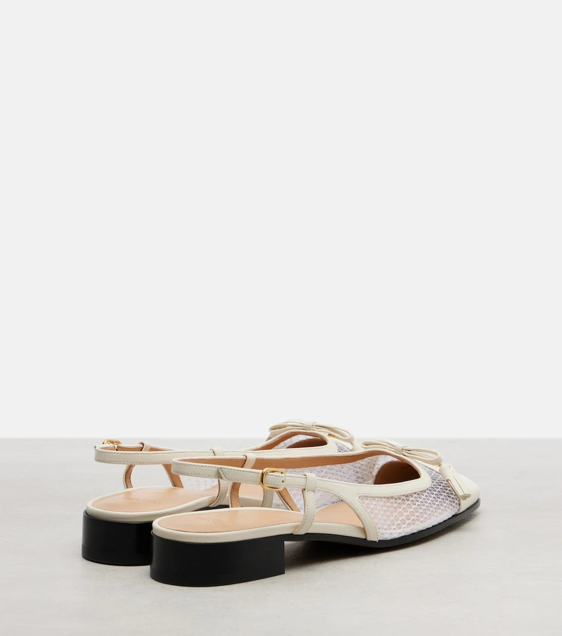 Valentino Garavani - VLogo leather and mesh slingback flats