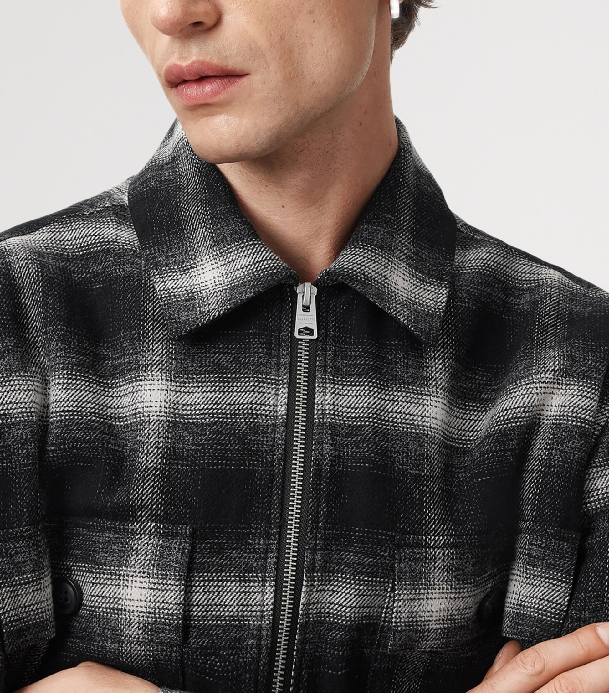 Black Organic Cotton Check Bayo Jacket