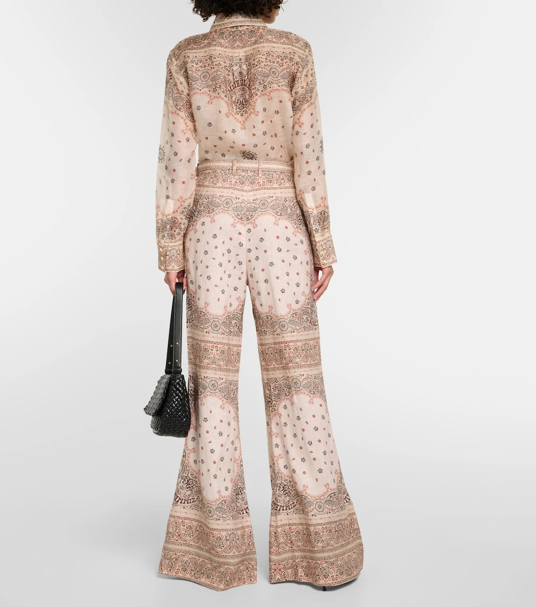 Zimmermann - Printed high-rise linen wide-leg pants
