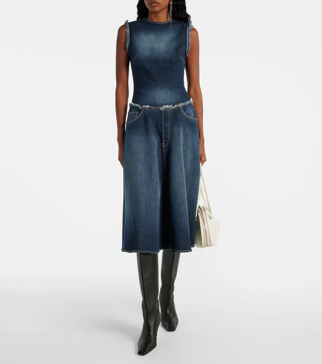 Acne Studios - Duffena distressed denim midi dress