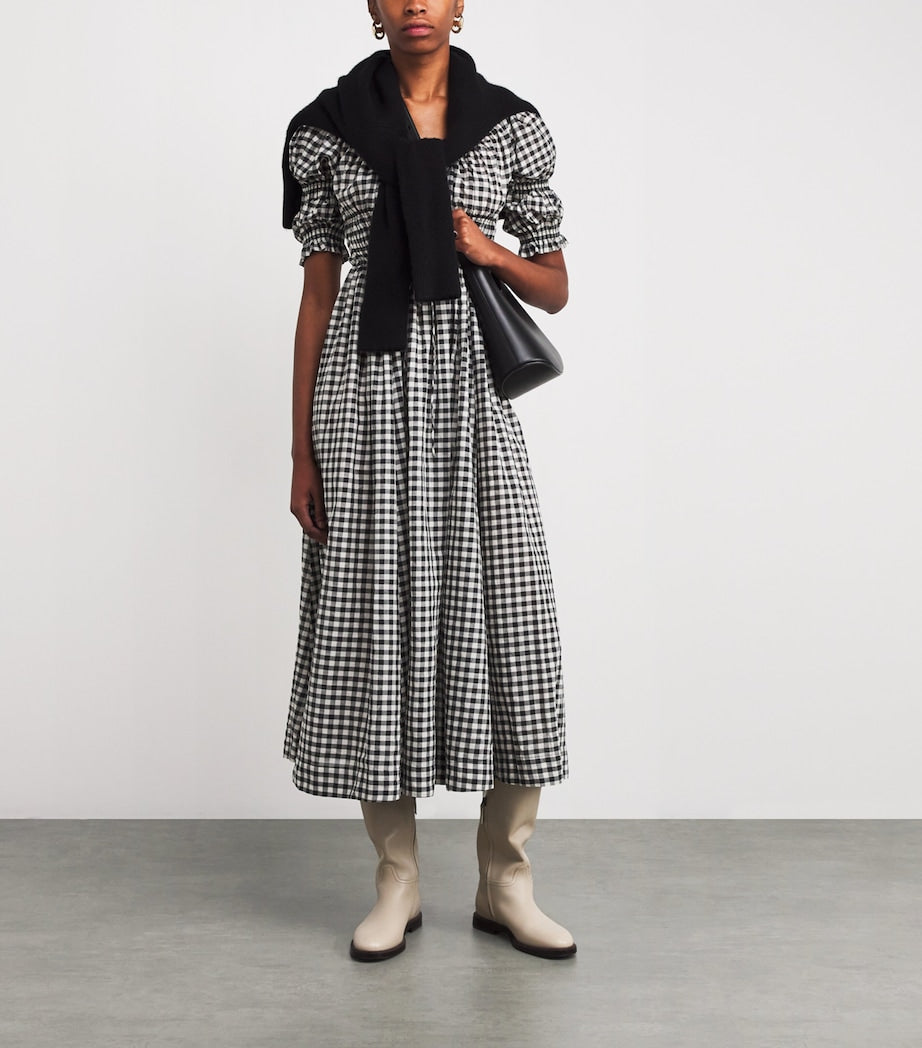 DÔEN Multi Organic Cotton Gingham Ischia Midi Dress
