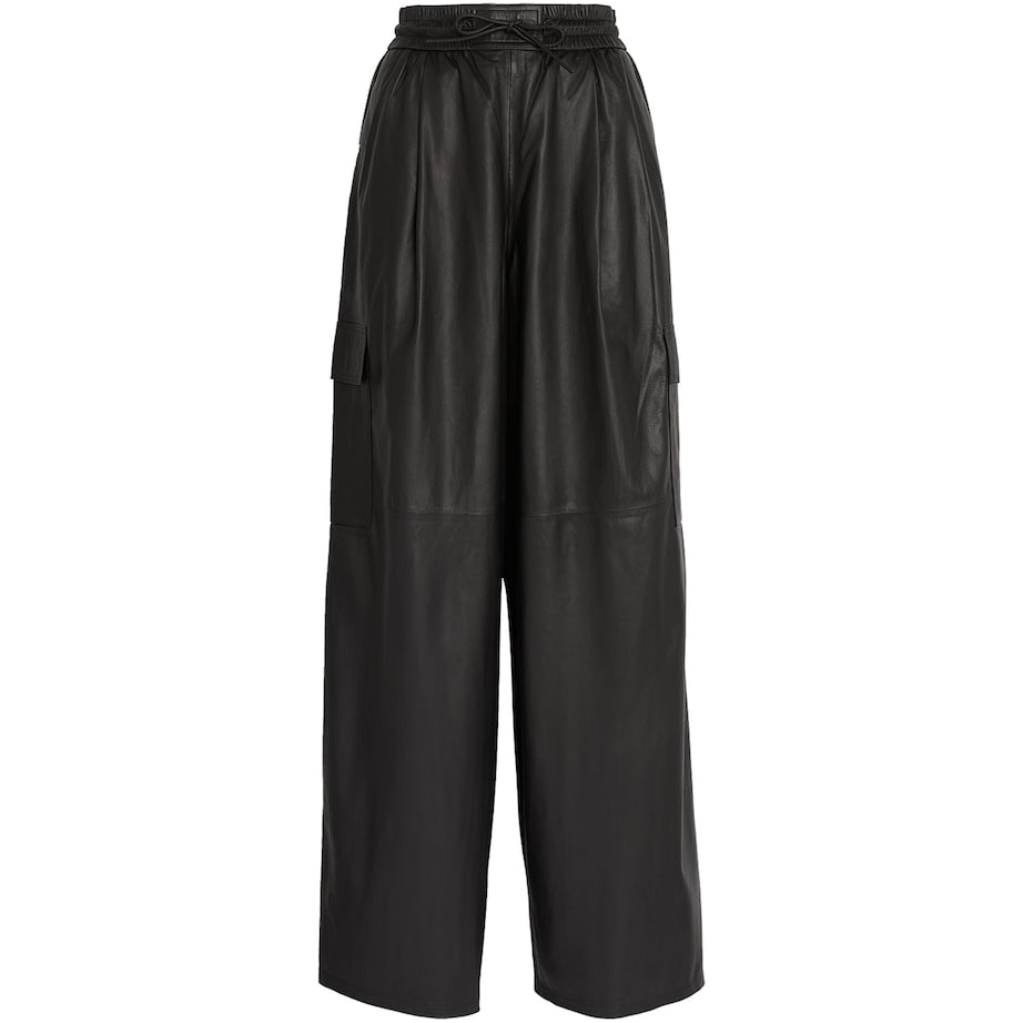 Leather Wide-Leg Trousers