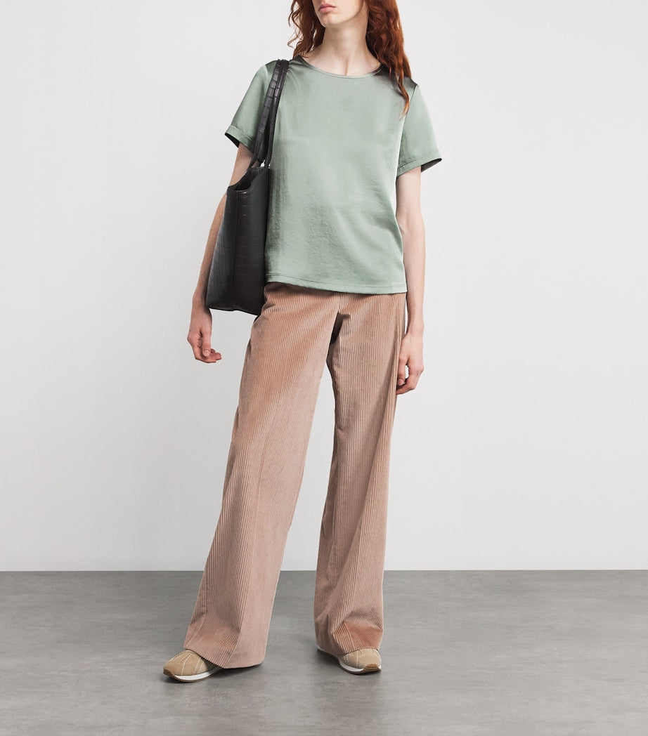 Green Satin-Front T-Shirt