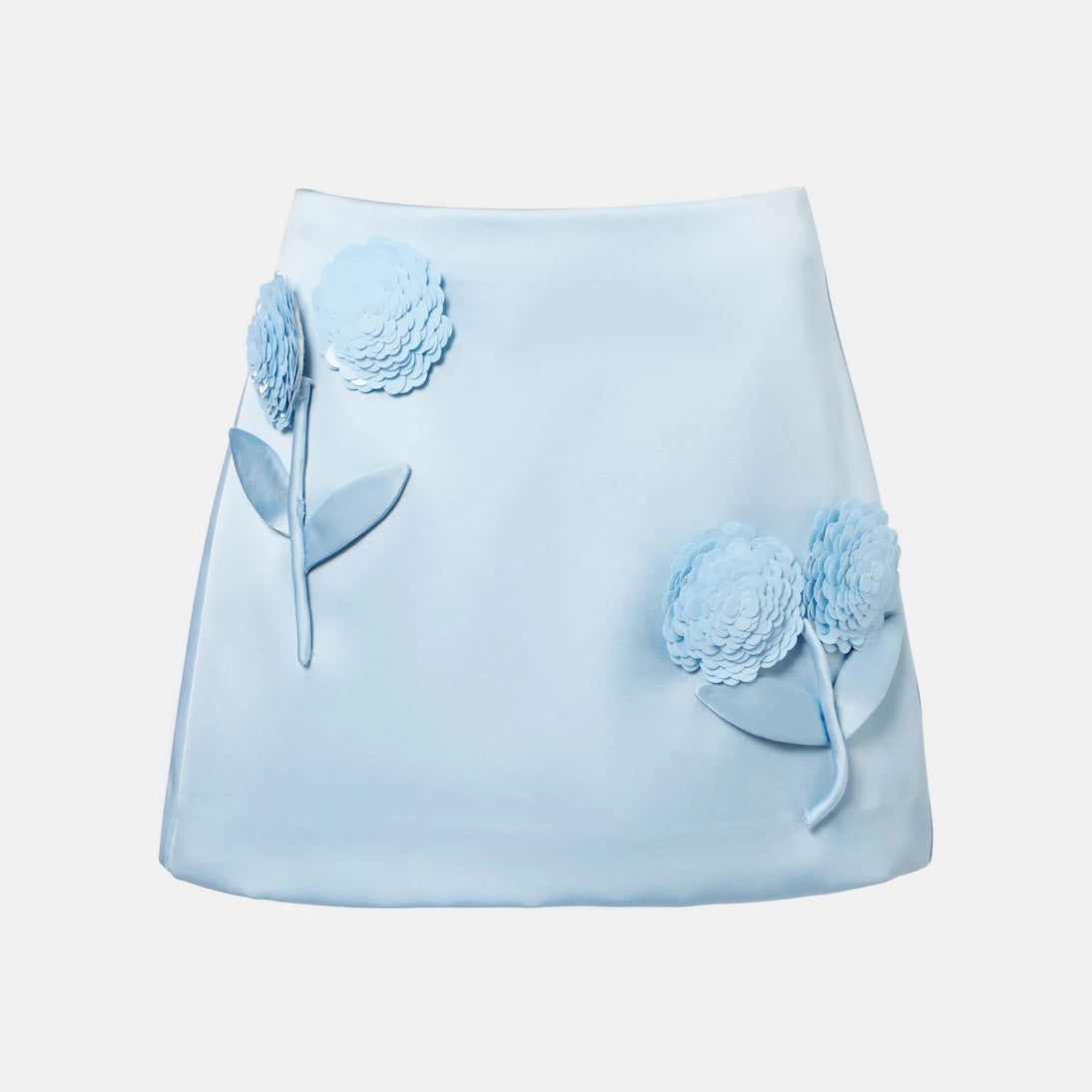 Self-Portrait - Floral-appliqué satin miniskirt