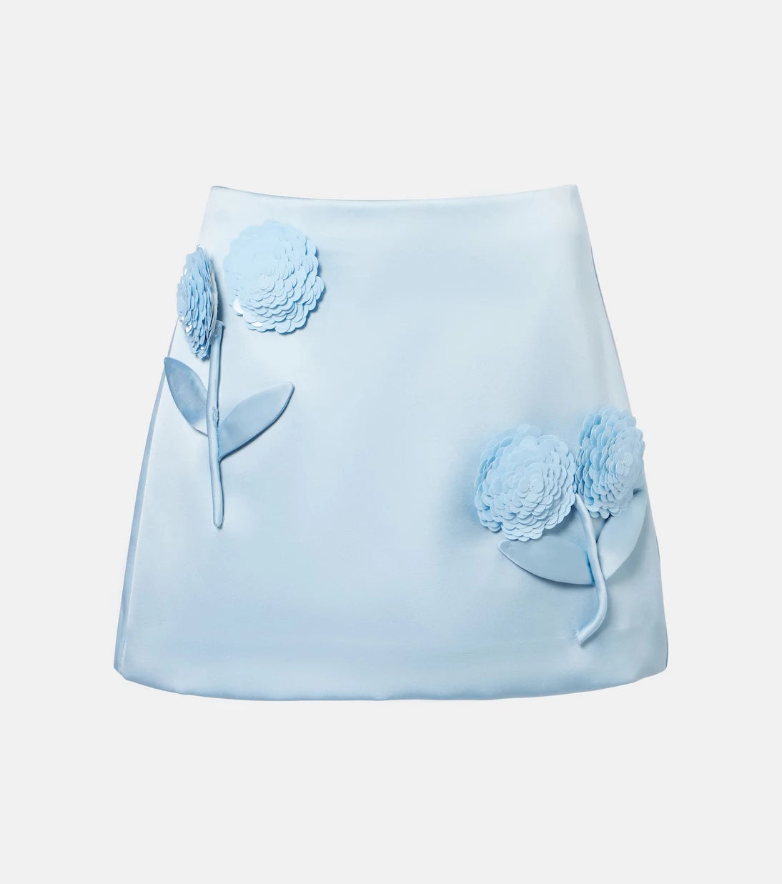 Self-Portrait - Floral-appliqué satin miniskirt
