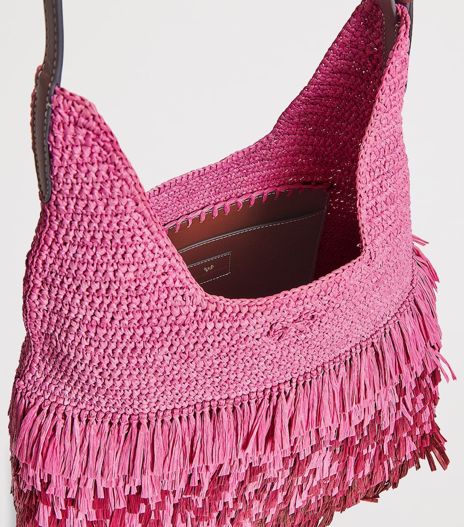 Pink Straw Shag Tote Bag