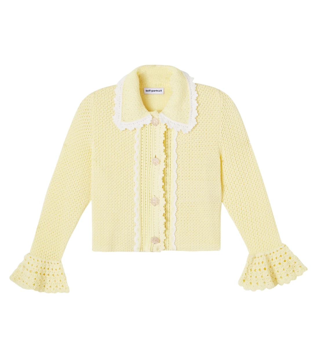 Self-Portrait Kids - Crystal-embellished pointelle cardigan