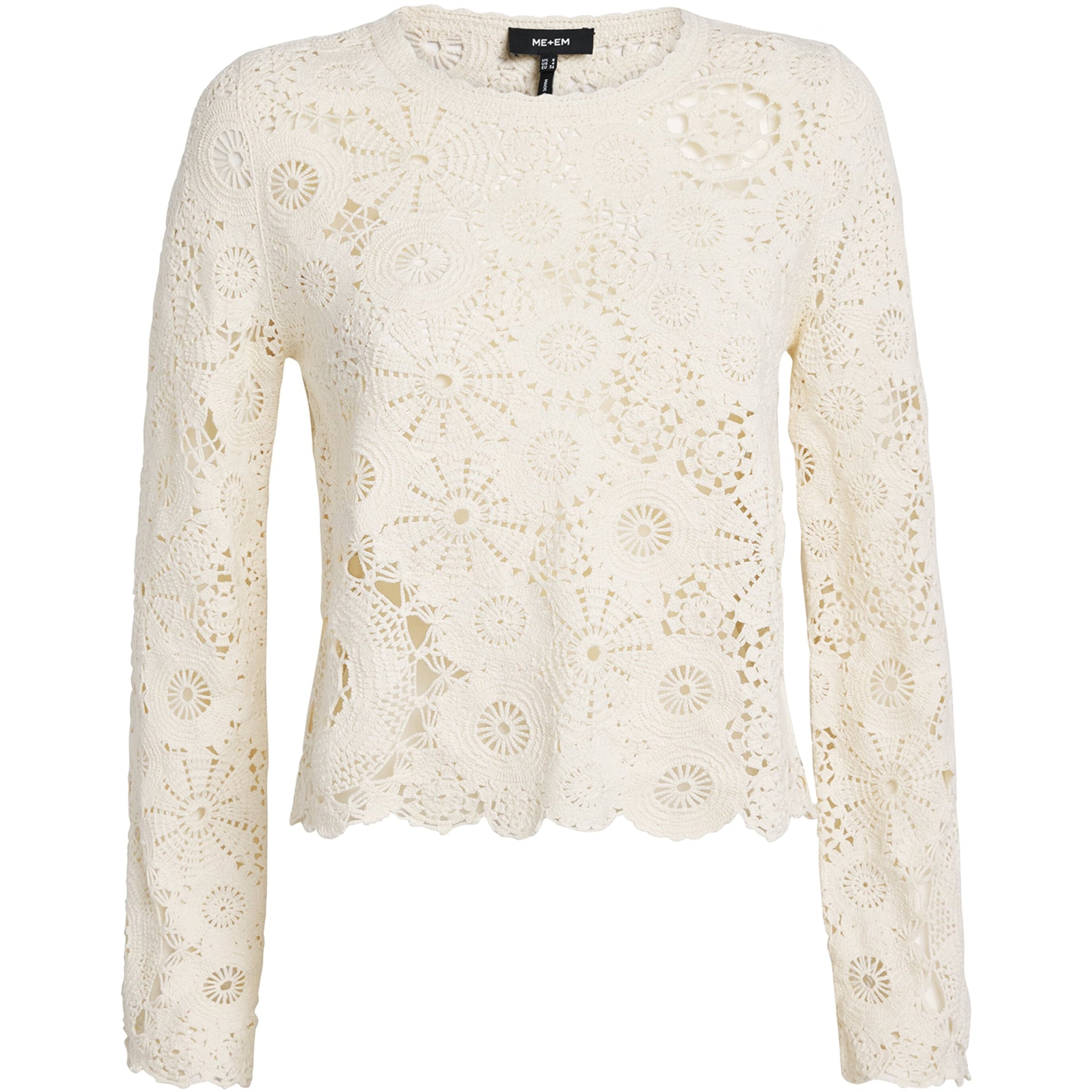 Ivory Crochet Long-Sleeve Top