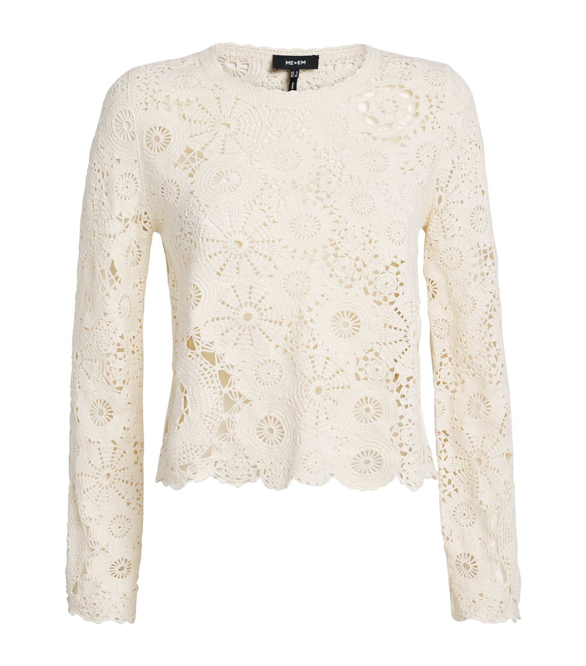 Ivory Crochet Long-Sleeve Top