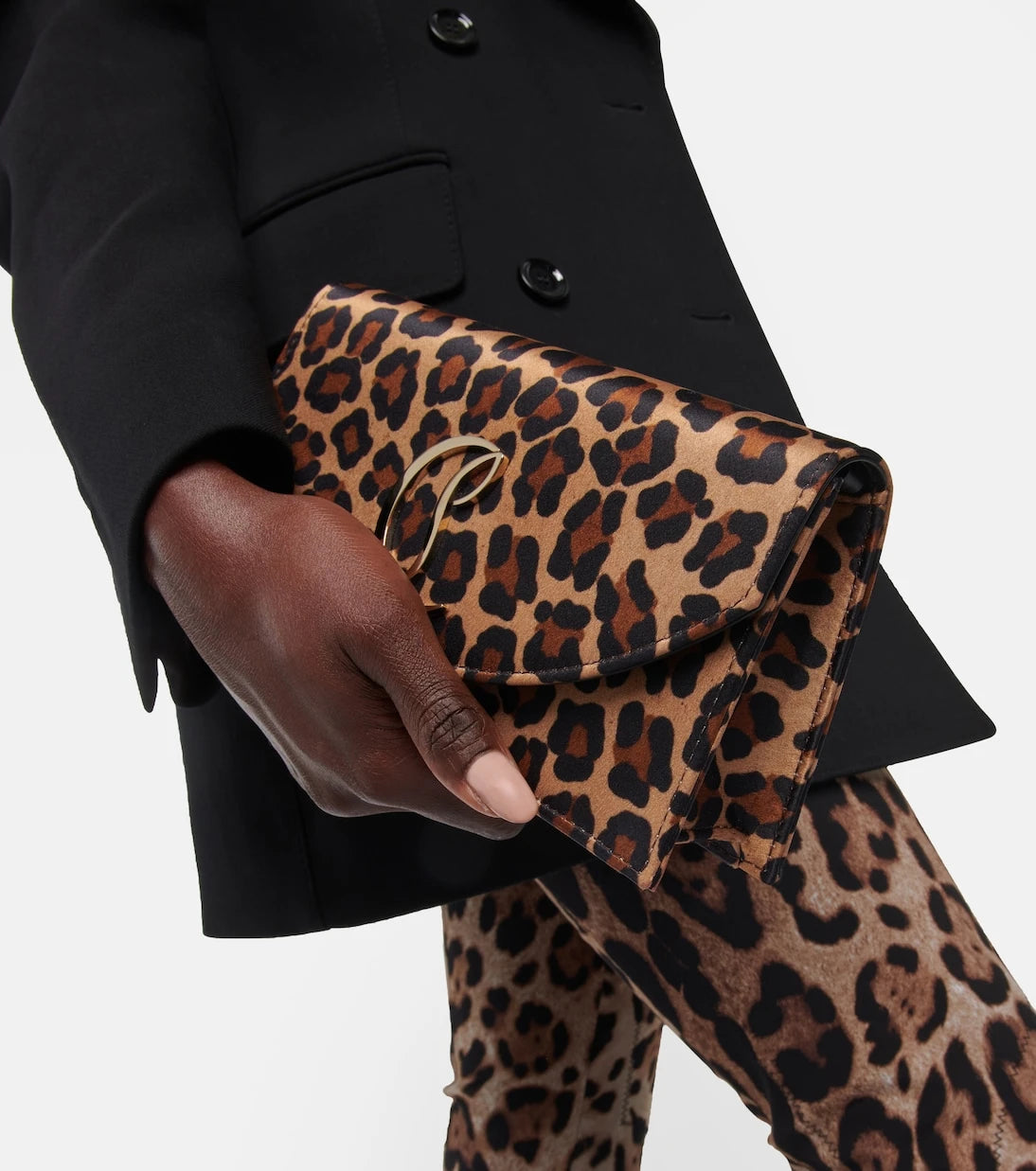 Christian Louboutin - Loubi54 leopard-print satin clutch