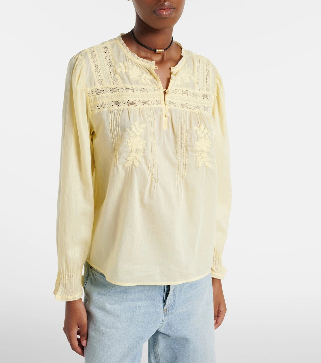 Velvet - Byrdie lace-trimmed cotton blouse